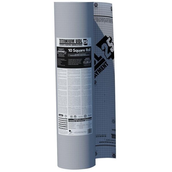 Interwrap Roof Underlayment Roll, 250 ft L, 48 in W, Synthetic, Gray UDL25